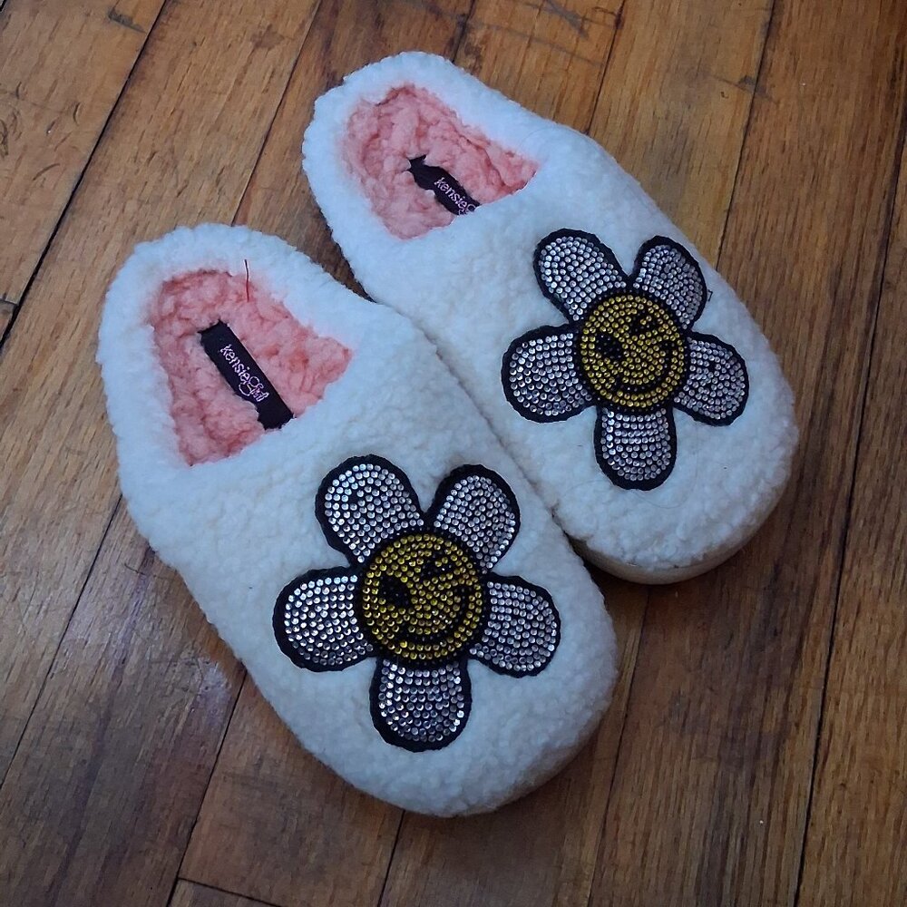 Kensie Girl Slippers Rhinestone Flower